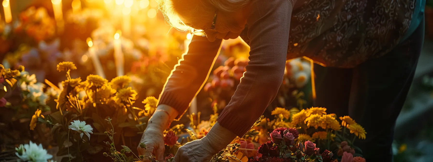 a person carefully selecting personalized elements for a meaningful funeral tribute.